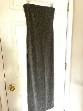 Ralph Strapless Sparkle Maxi Dress/Gown in Metallic gray